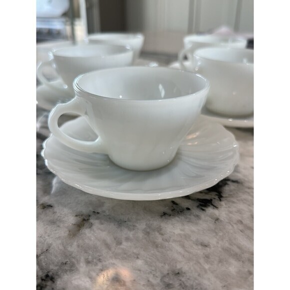 Anchor Hocking Fire King Swirl Demitasse Cup and Saucer Set of 5 - Picture 2 of 6